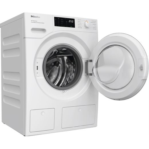 Miele W1 PowerWash & TwinDos WSG883 WCS 8kg Washing Machine with 1600 rpm - White - Right perspective with door open shot